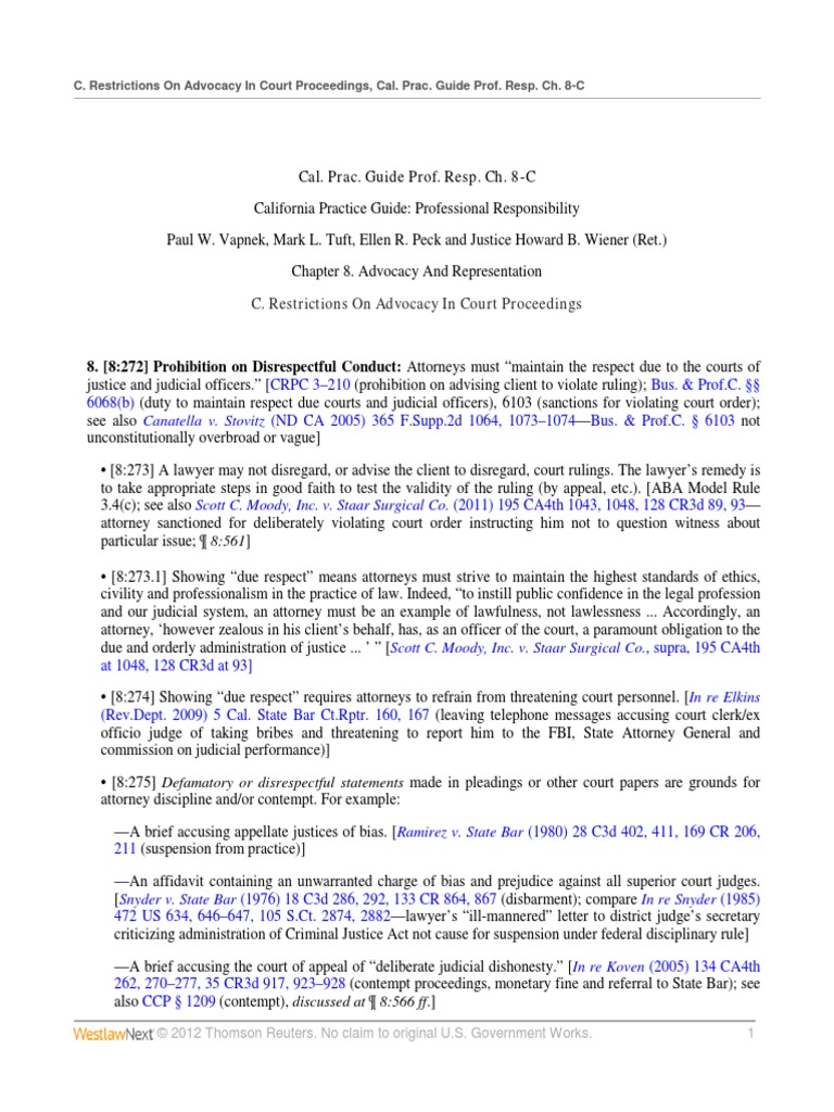 Disrespectful Conduct Prohibition Attorney Ethical Standards State Bar of California