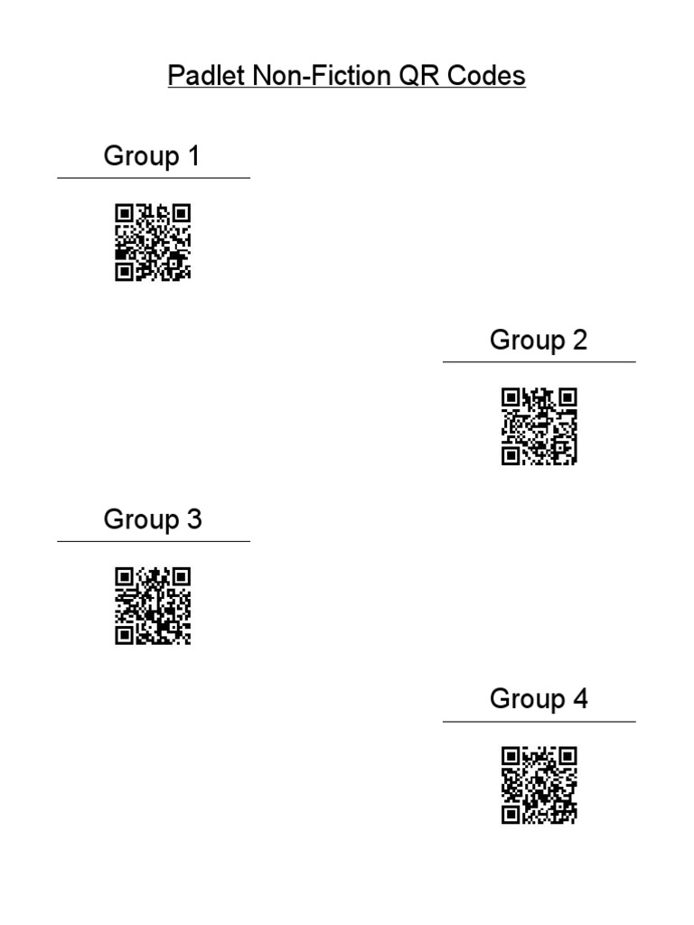 Padlet Non Fiction QR Codes Group 1 PDF