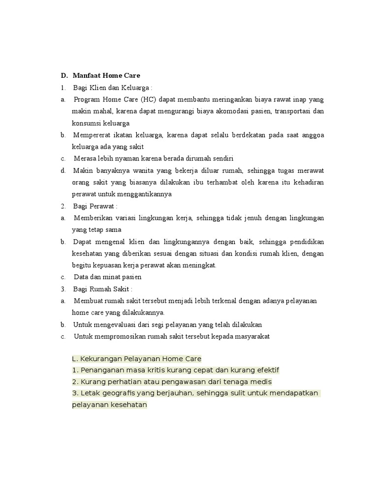 Manfaat Home Care Bagi Perawat