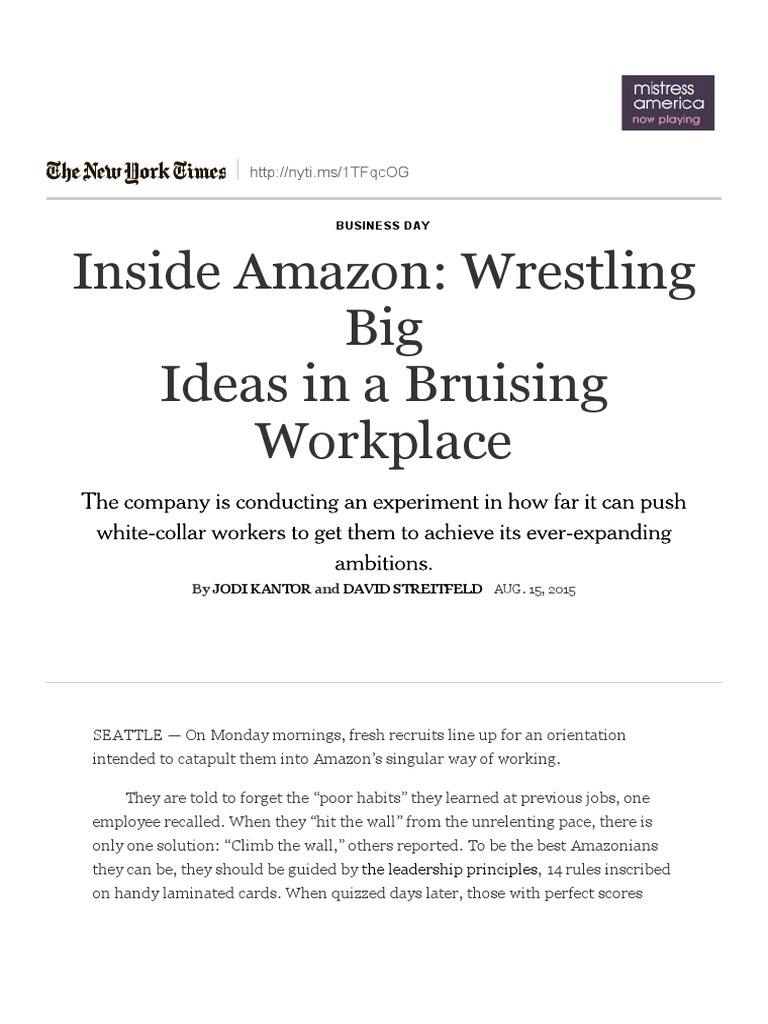 Inside Amazon Wrestling Big Ideas in A Bruising Workplace TH PDF Business