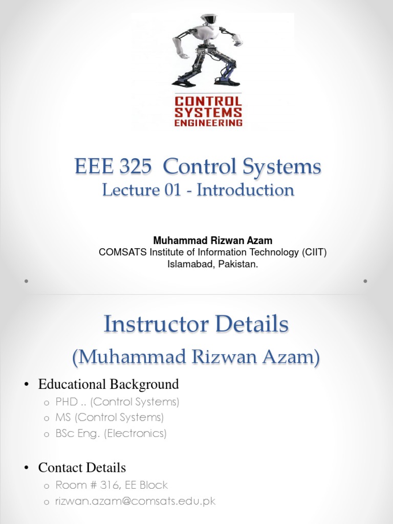 EEE 325 - Lecture 01 Introduction PDF | PDF | Control Theory | Control ...