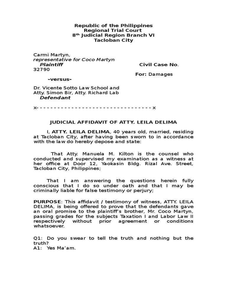 Sample Judicial Affidavit of Witness Perjury Judiciaries Sample Judicial Affidavit of Witness Perjury Judiciaries