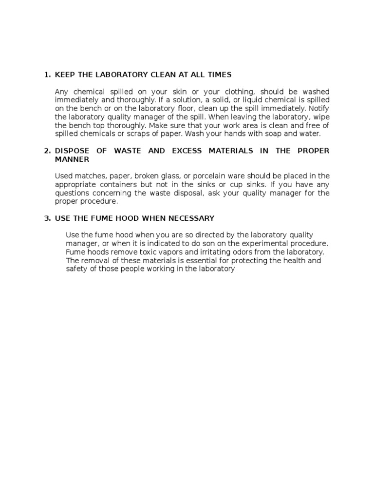 Laboratory Safety and Cleanliness Guidelines | PDF