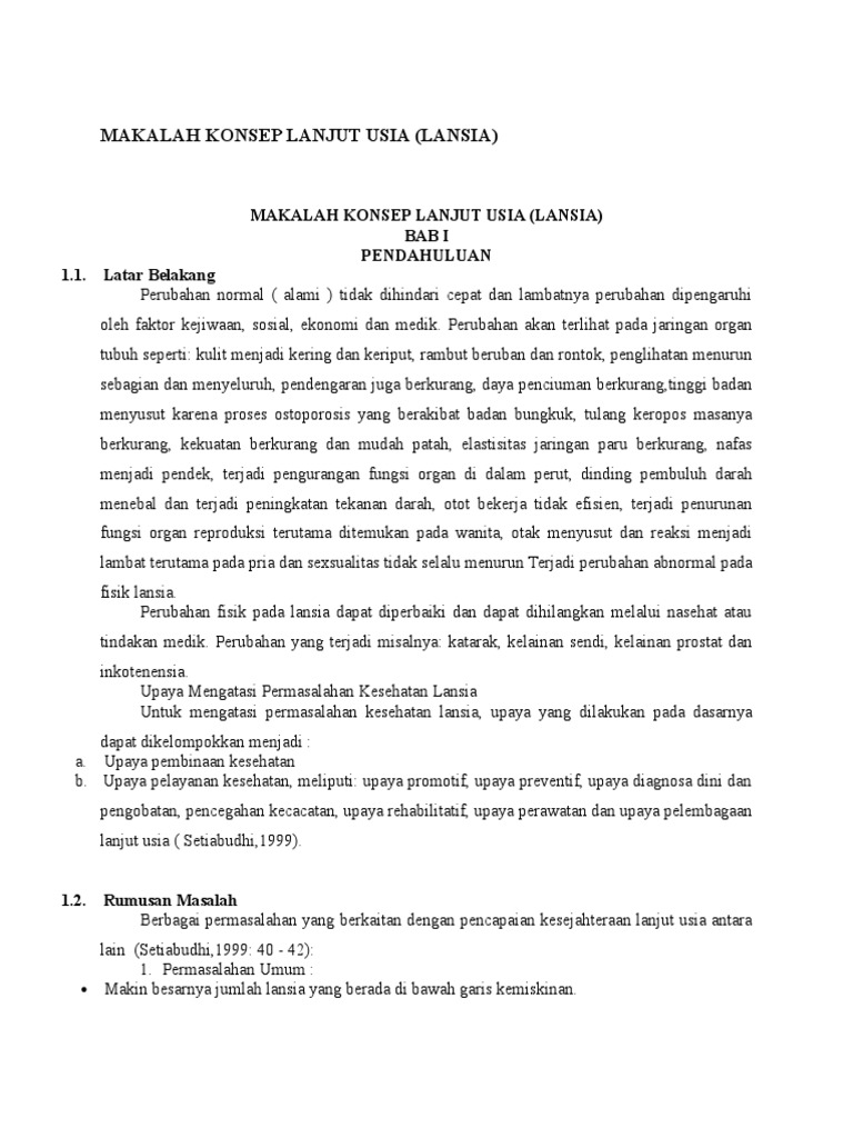 Makalah Konsep Lanjut Usia