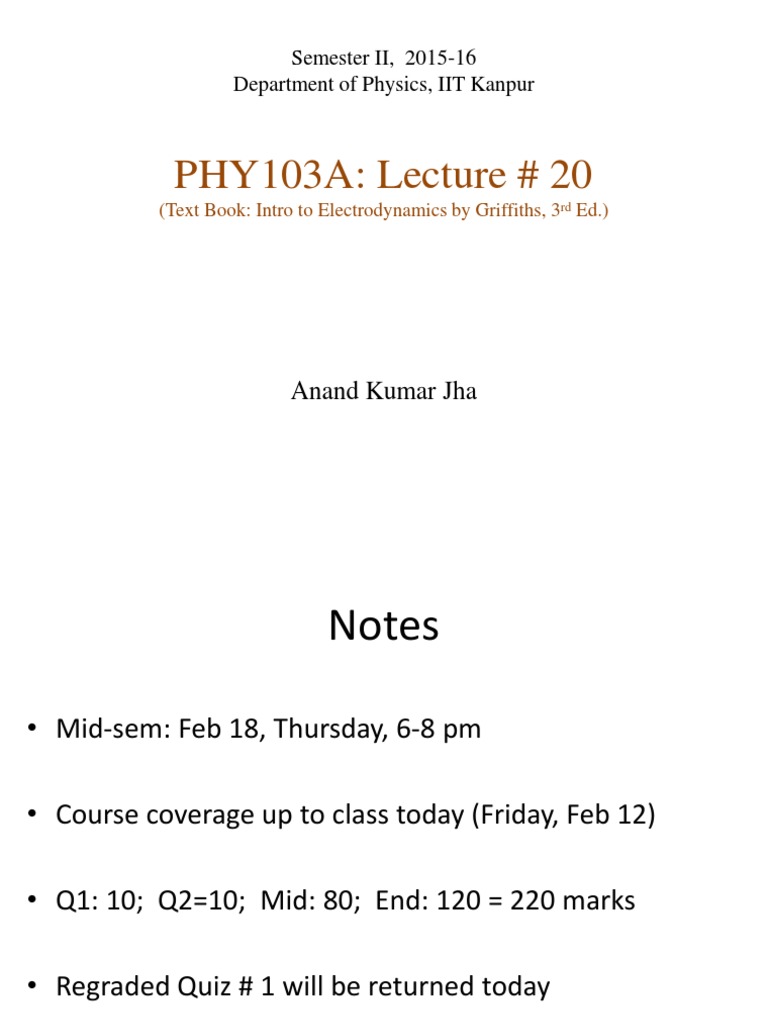 PHY103 Lec 20 | PDF | Science & Mathematics