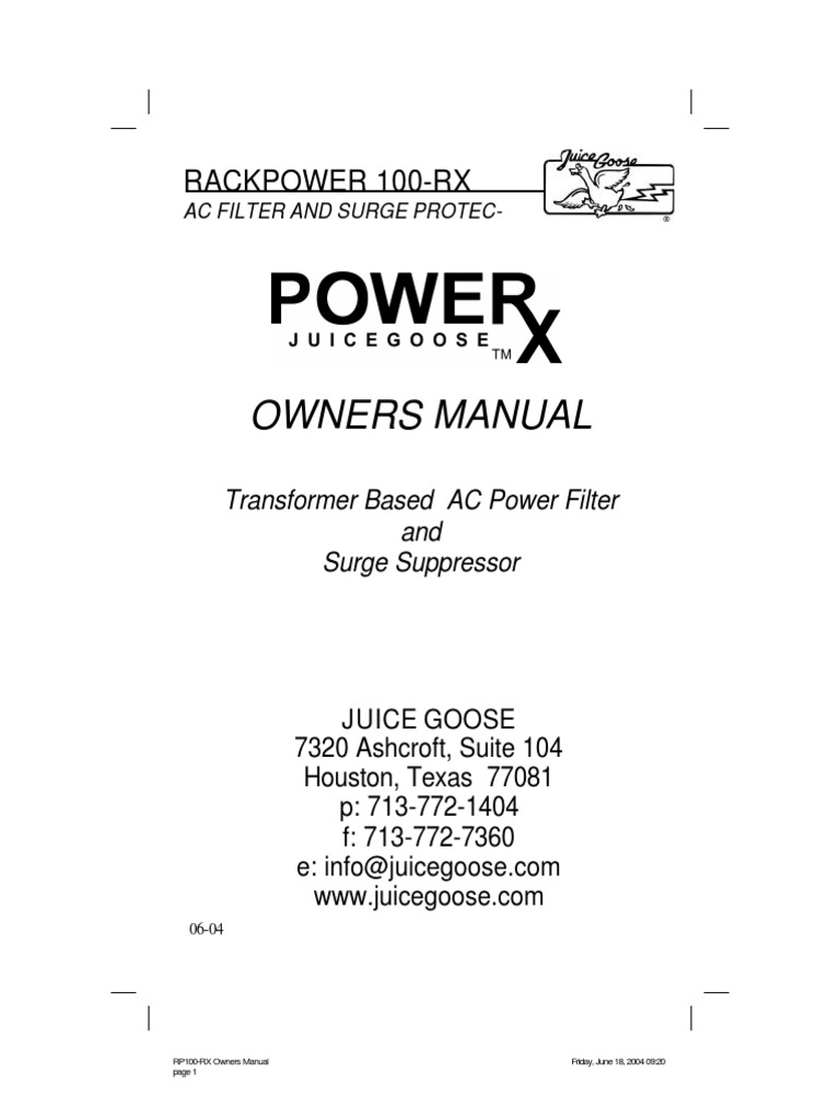 RP100-RX Owners Manual | PDF | Ac Power Plugs And Sockets | Mains ...