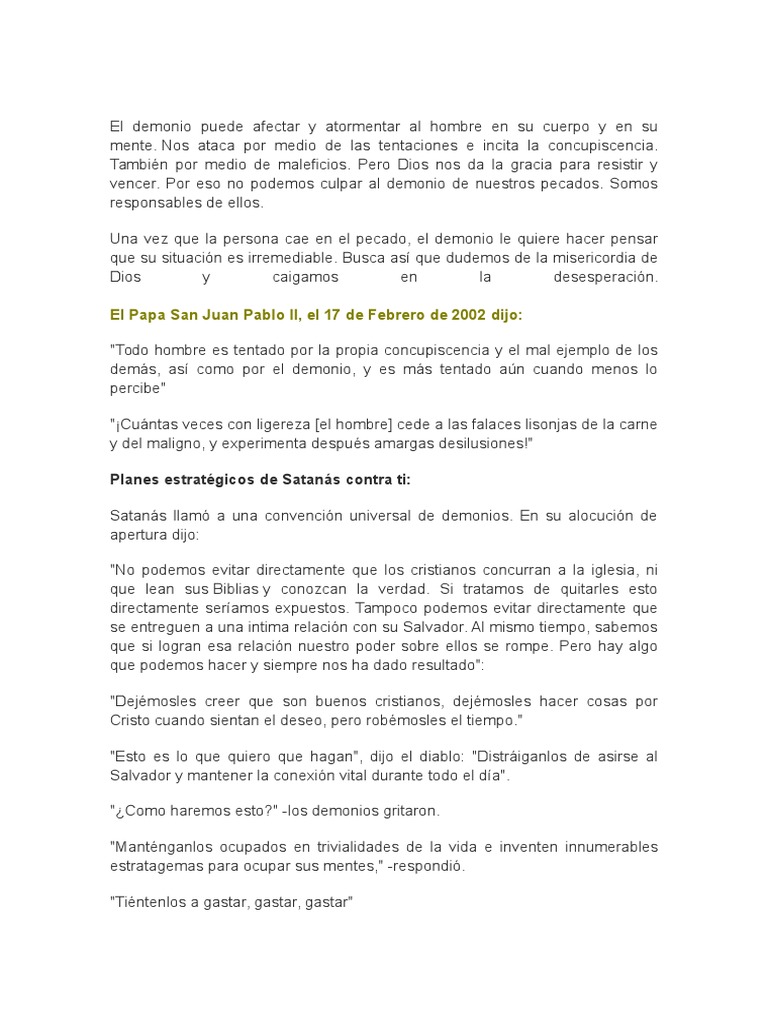 Estrategias del demonio en la mente humana | PDF | Demonios | Pecado