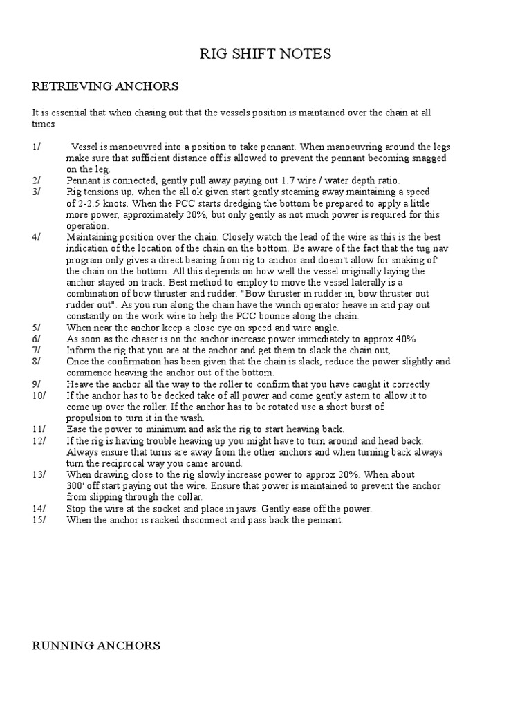 Anchor Handling Procedure 1 Anchor Water Transport Free 30day