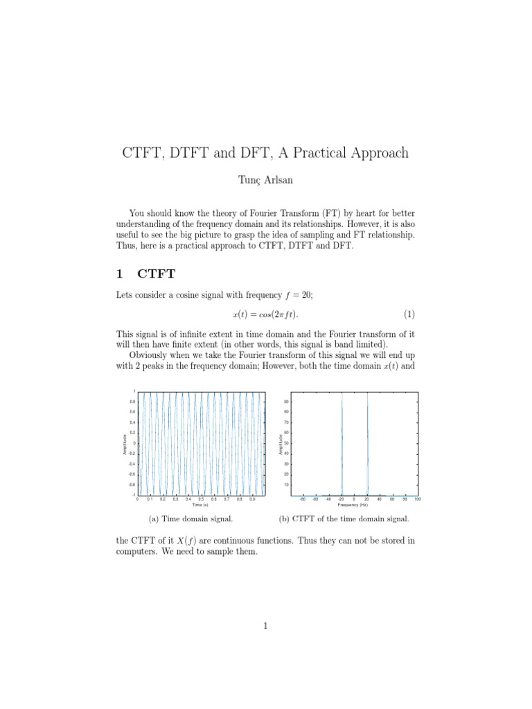 Understanding CTFT, DTFT, and DFT | PDF | Fourier Analysis | Discrete ...