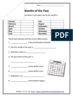 Months of The Year: Write The Correct Abbreviation in The Space Next To The Month It Represents