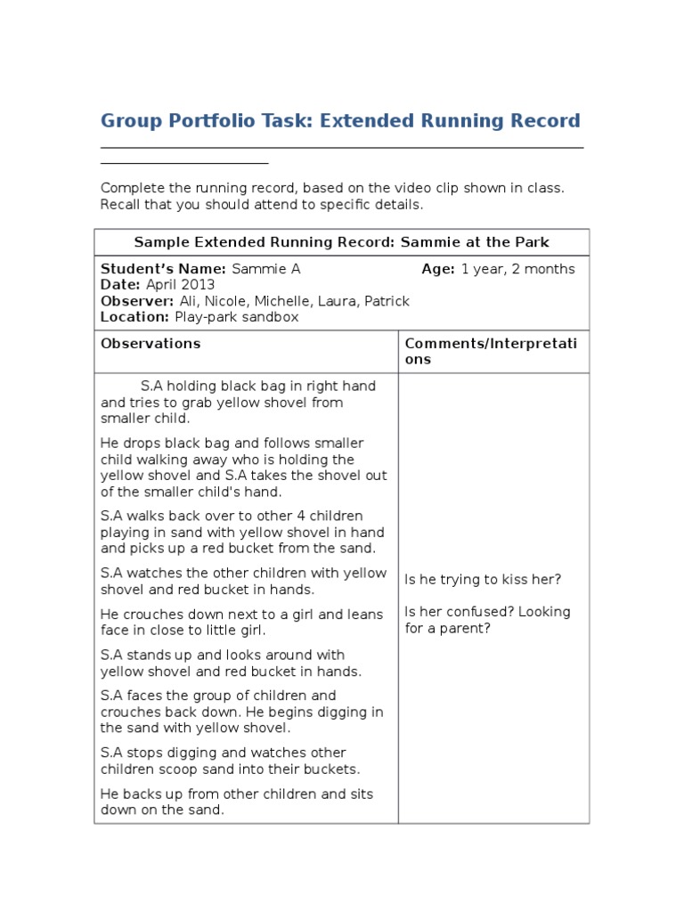 Extended Running Record Analysis | PDF | Wellness