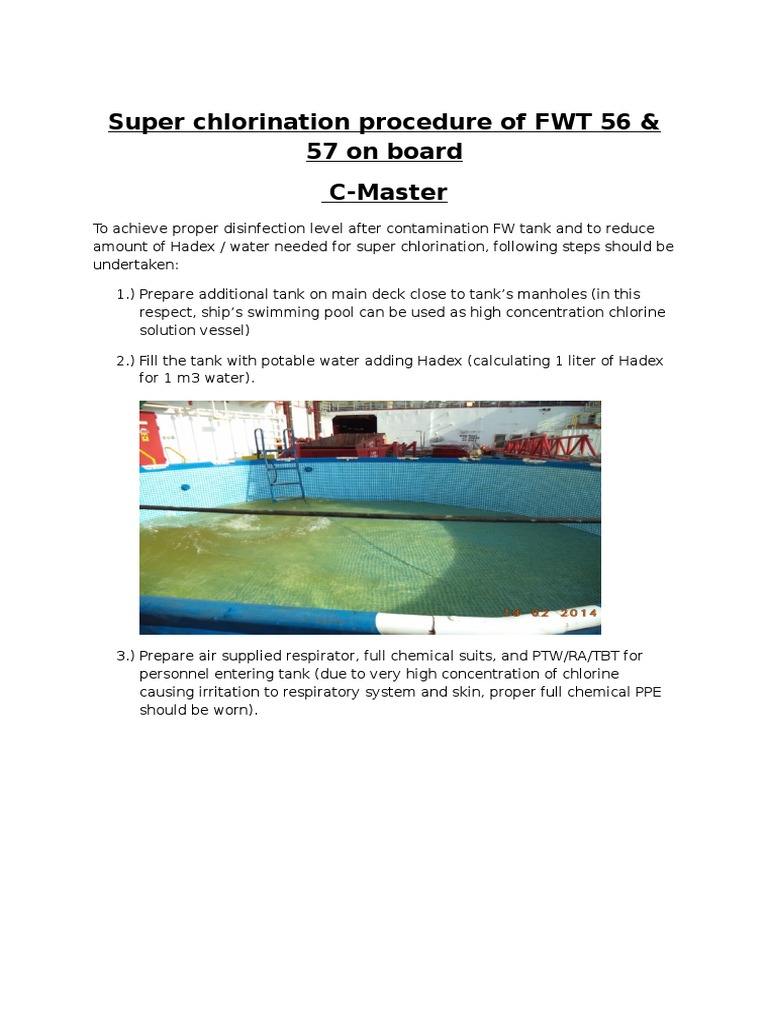 Super Chlorination Procedure for FWT | PDF | Technology & Engineering