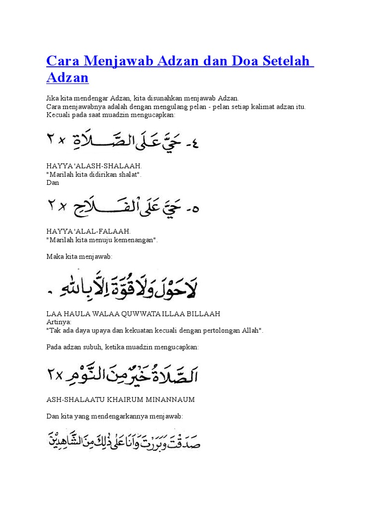 Doa Setelah Mendengar Adzan