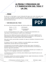 Materia Prima y Procesos de Obtención y Fabricación Del Yeso y La Cal