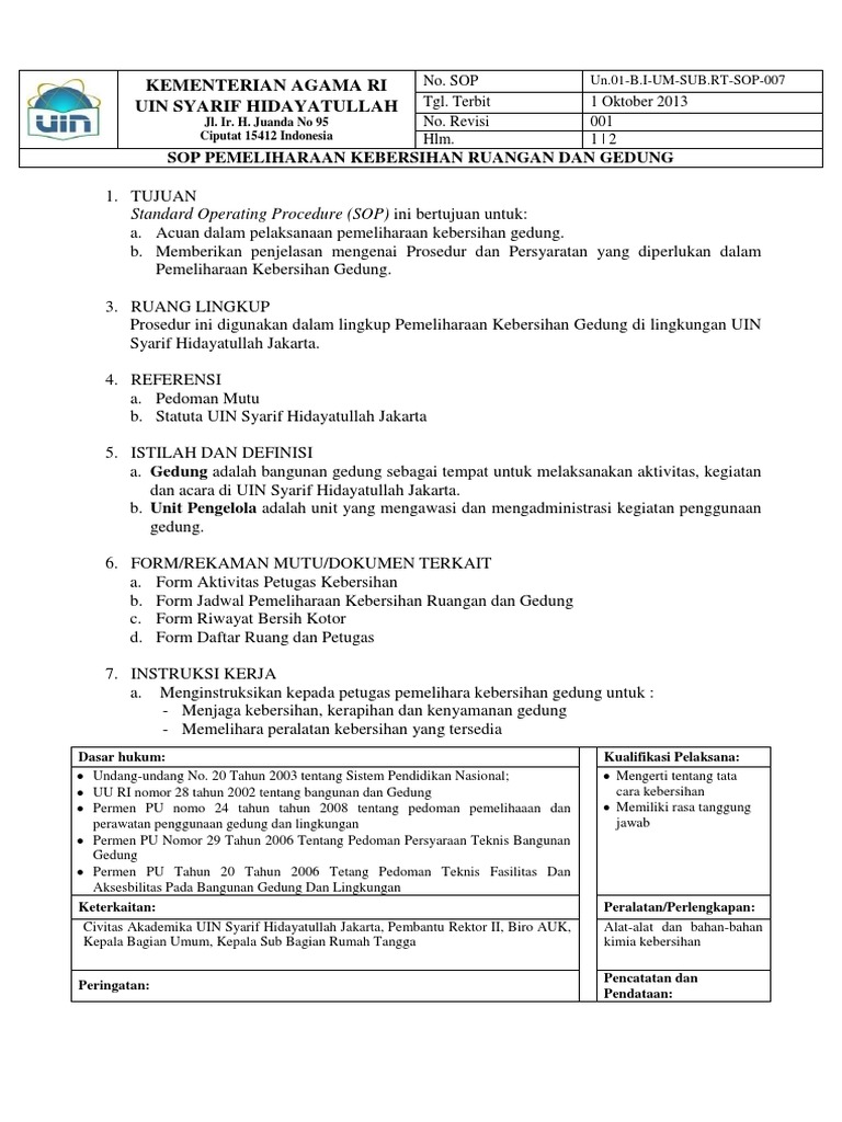 07 SOP Pemeliharaan Kebersihan Gedung