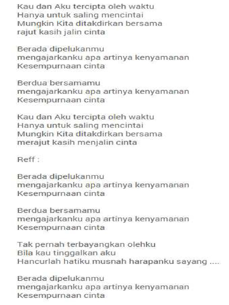 Lirik Lagu Kesempurnaan Cinta