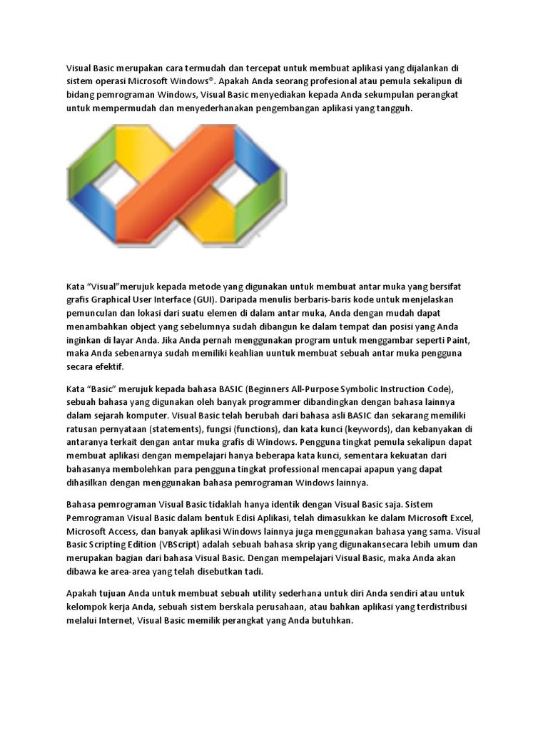 Belajar Bahasa Pemrograman Visual Basic Untuk Pemula  