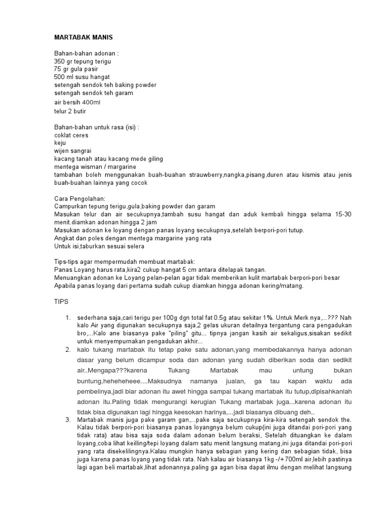Cara Membuat Martabak  Manis Yang Mengembang Resep  Bunda 