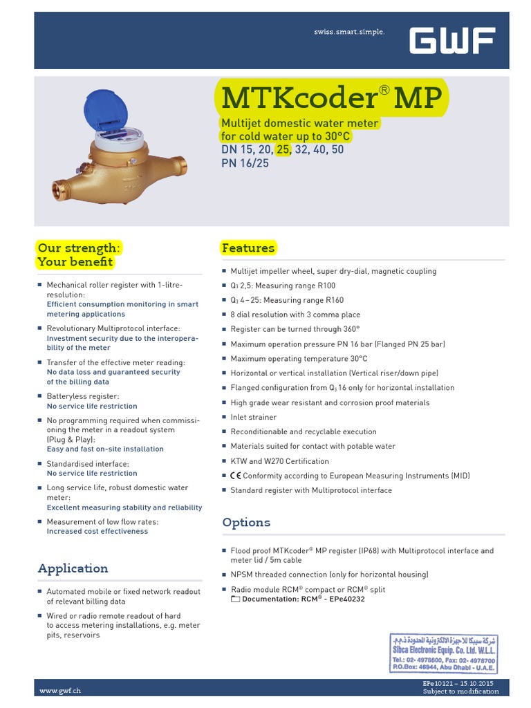 Water Meter (Sibcagwf) Pipe (Fluid Conveyance) Electronics