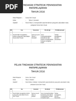 Pelan Tindakan Strategik Peningkatan Matapelajaran PSV 2016