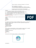 Exercícios Sobre Células, Tecidos e Sistemas Ciências 7º e 8º Anos Fundamental.