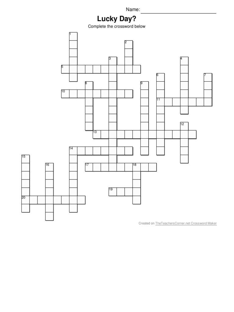 Lucky Day Crossword Puzzle Answer Sheet PDF Sedan (Automobile