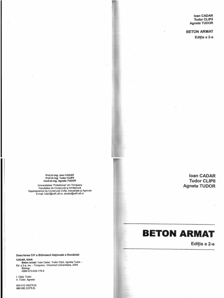 Cadar Clipii Tudor Beton Armat Ed 2 Timisoara