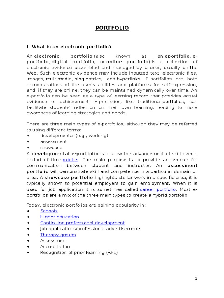 Understanding Electronic Portfolios | PDF | Cognition | Computing