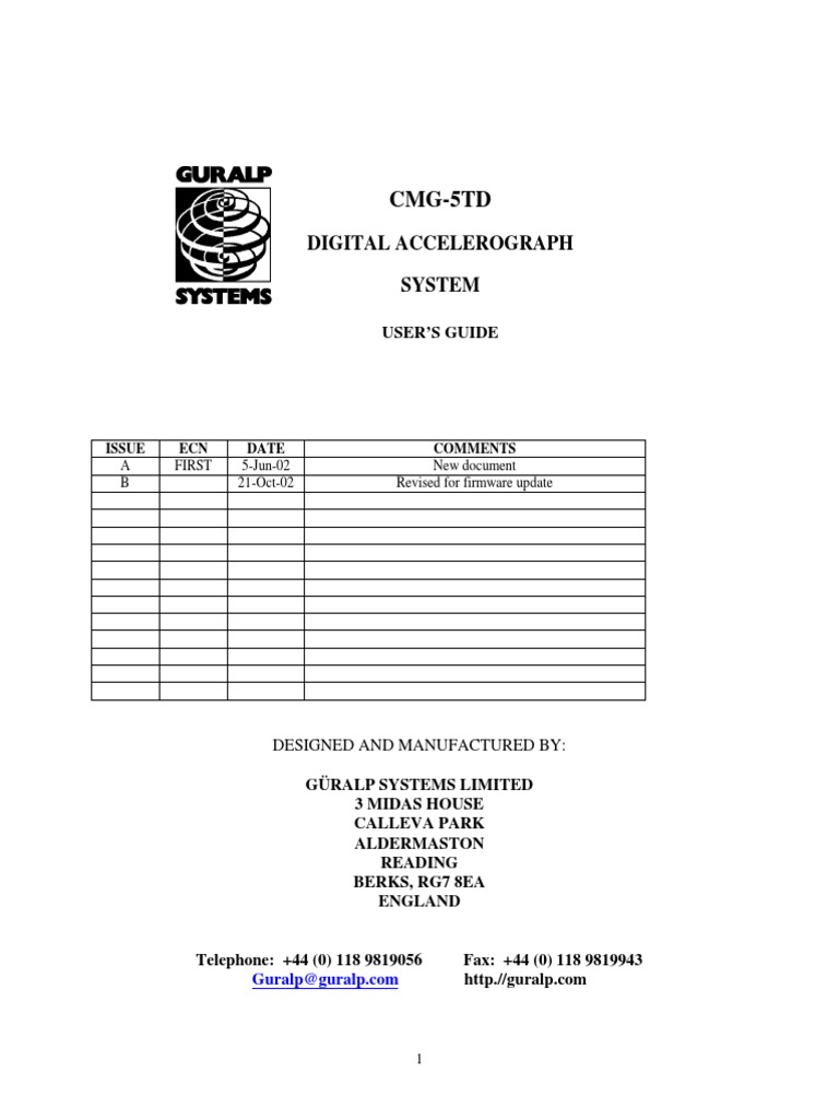 CMG-5TD Accelerograph User Guide | PDF | Global Positioning System ...