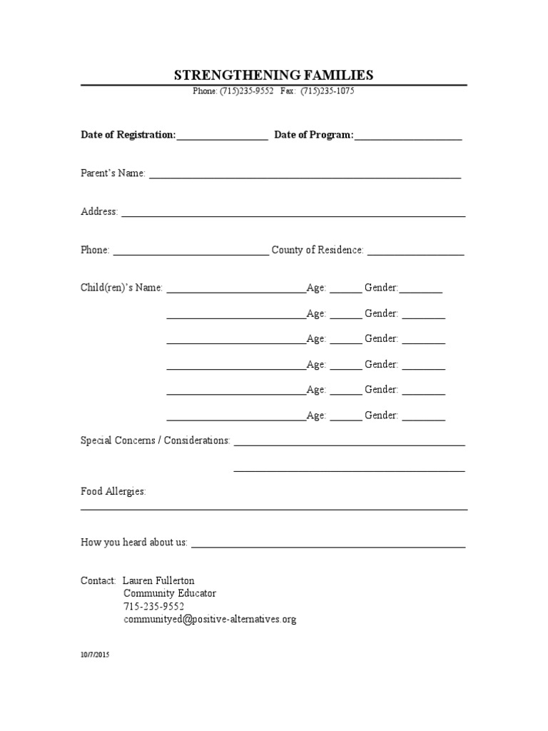 Strengthening Families Program Form | PDF