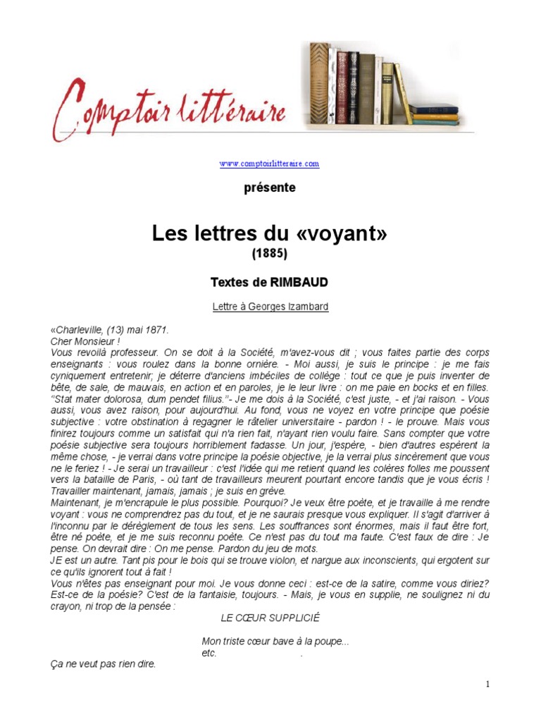 rimbaud lettre du voyant