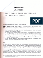 Brown and Levinson 1987 Politeness Some Universals in Language Usage
