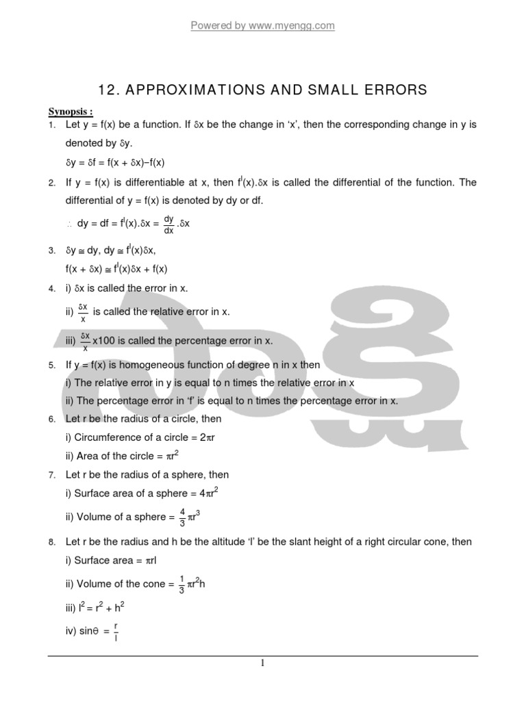 Approximations and Error Analysis in Functions | PDF | Area | Sphere