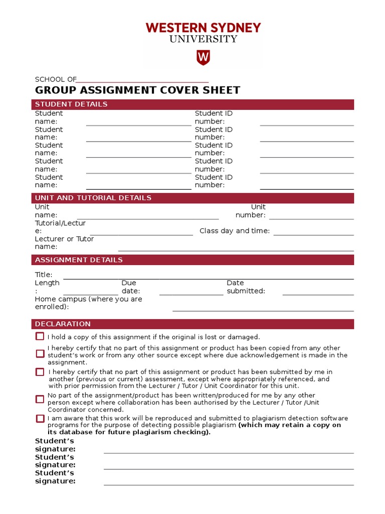 Vu tafe cover sheet image