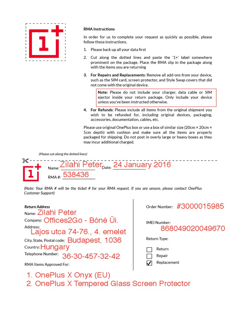 RMA Return Instructions Guide | PDF