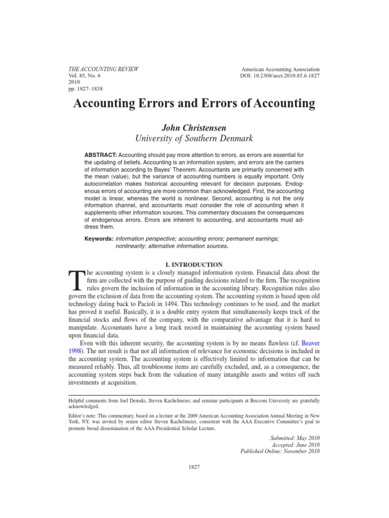 Accounting Errors And Errors Of Accounting Pdf Pdf Valuation