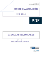Criterios de Evaluación ONE 2016 Ciencias Naturales Educación Primaria