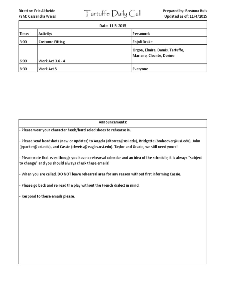 Daily Call 11 5 | PDF | Foreign Language Studies