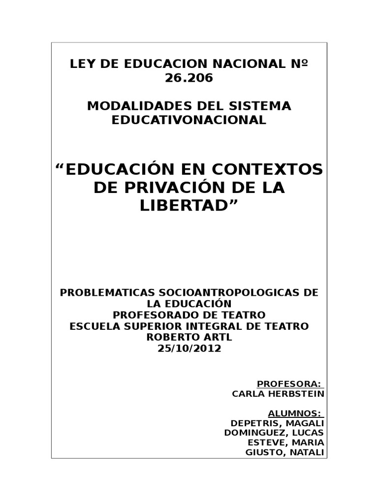 Educación en Contextos de Encierro Educación Secundaria Prisión