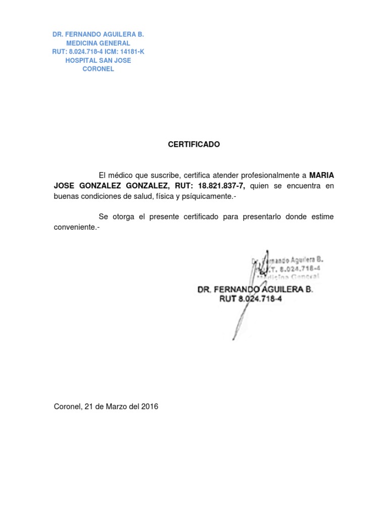 Certificado Medico PDF