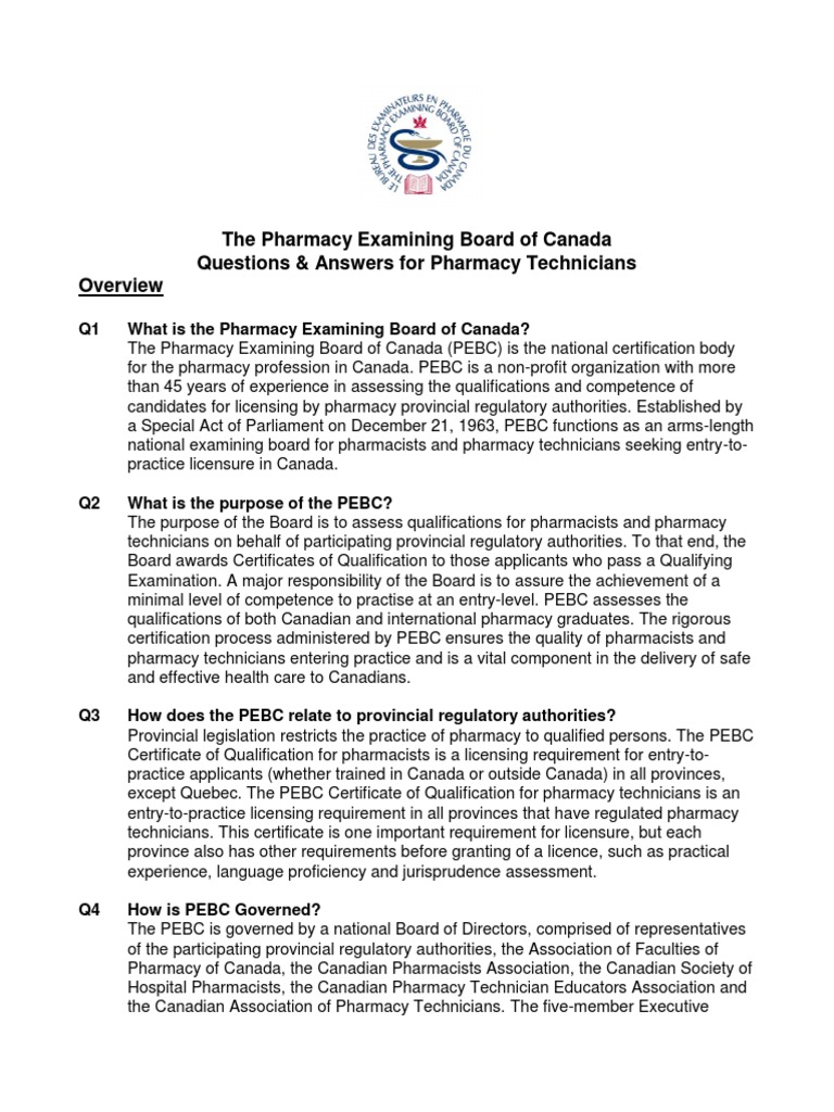 PEBC English | PDF | Pharmacist | Professional Certification