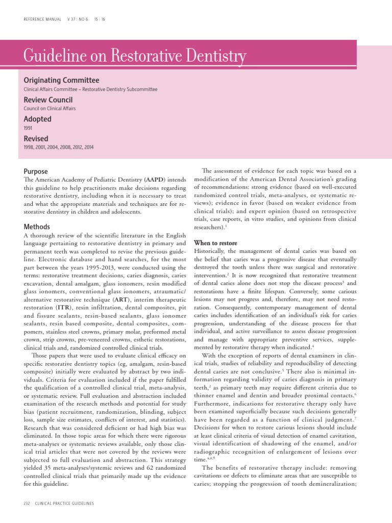 Guideline On Restorative Dentistry | PDF | Self-Improvement | Science ...