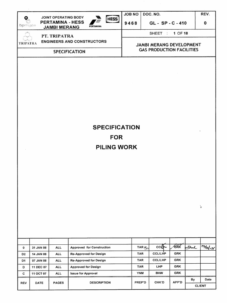 Piling Work Procedure | PDF
