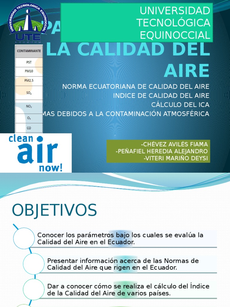 Parámetros y Normas de Calidad del Aire | PDF | La contaminación del ...