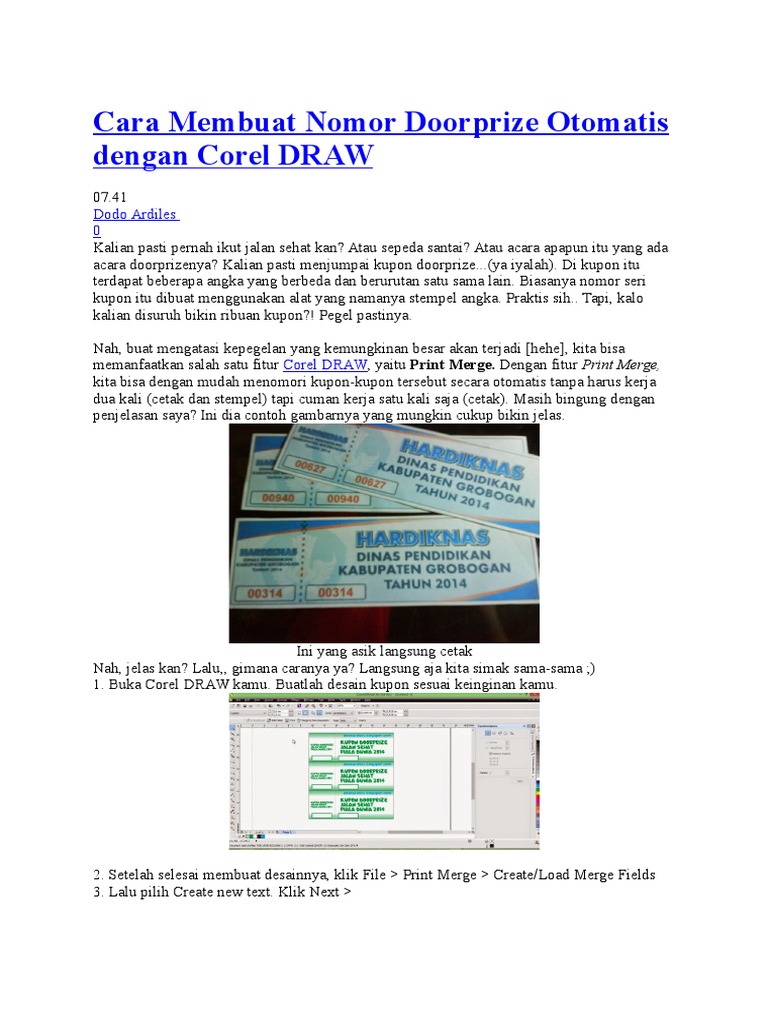 Cara Membuat Nomor Doorprize Otomatis Dengan Corel DRAW