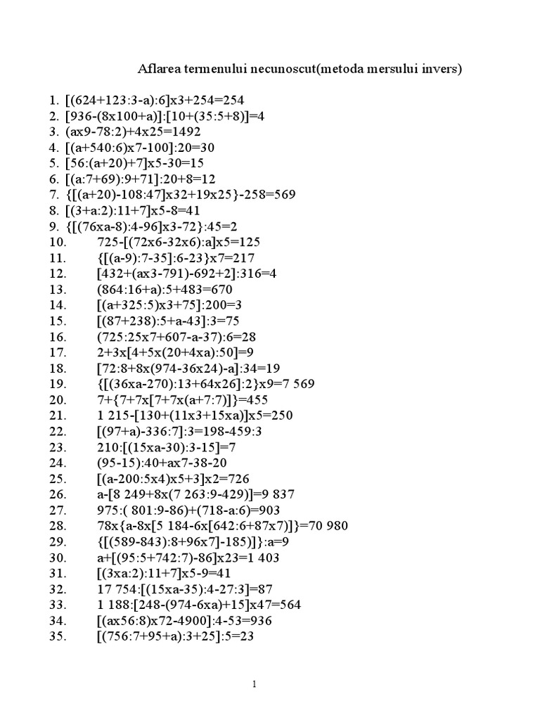 Aflarea Termenului Necunoscut