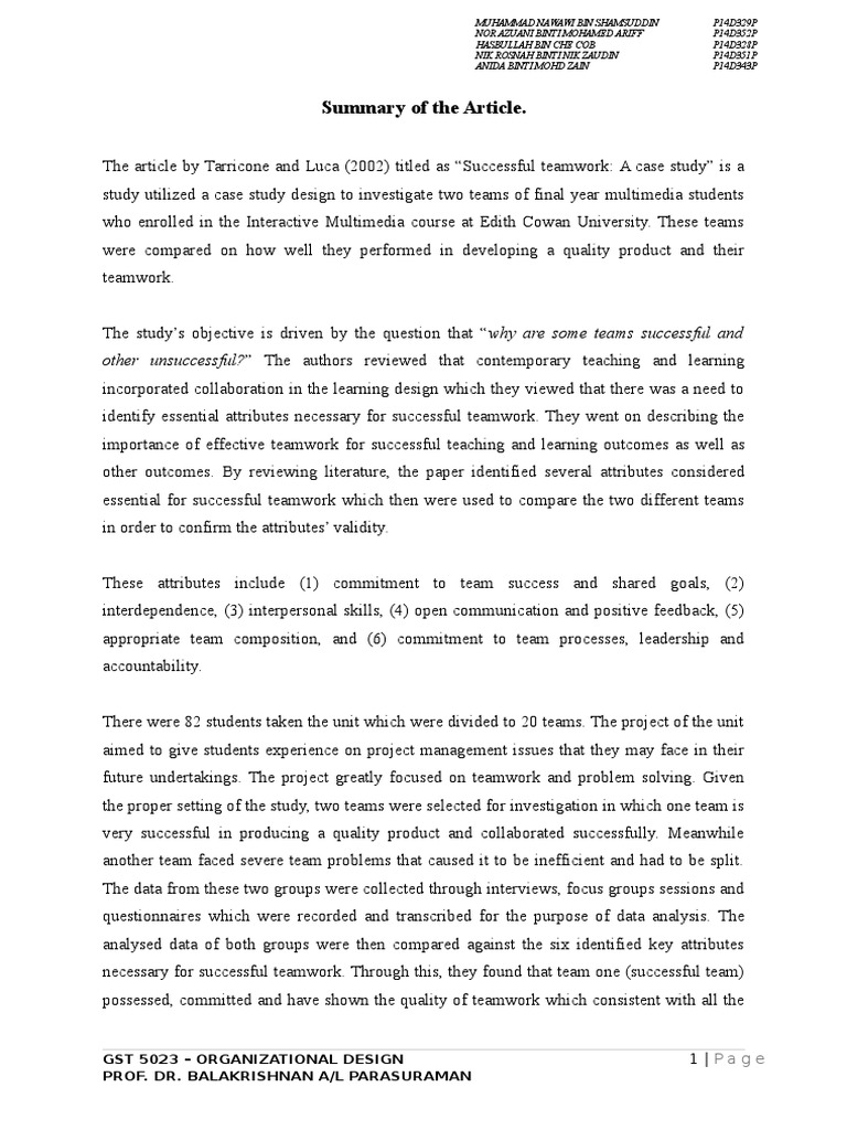 Case study on leadership and teamwork image