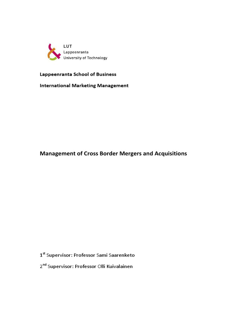 phd thesis on mergers and acquisitions