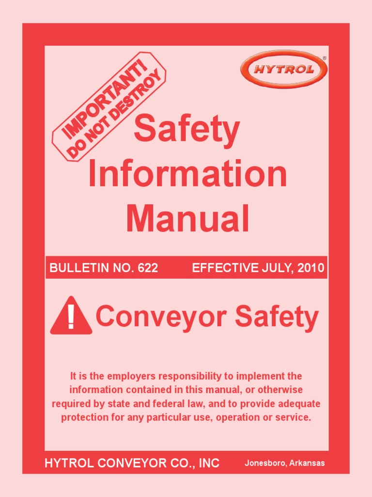 Conveyor Safety PDF Safety