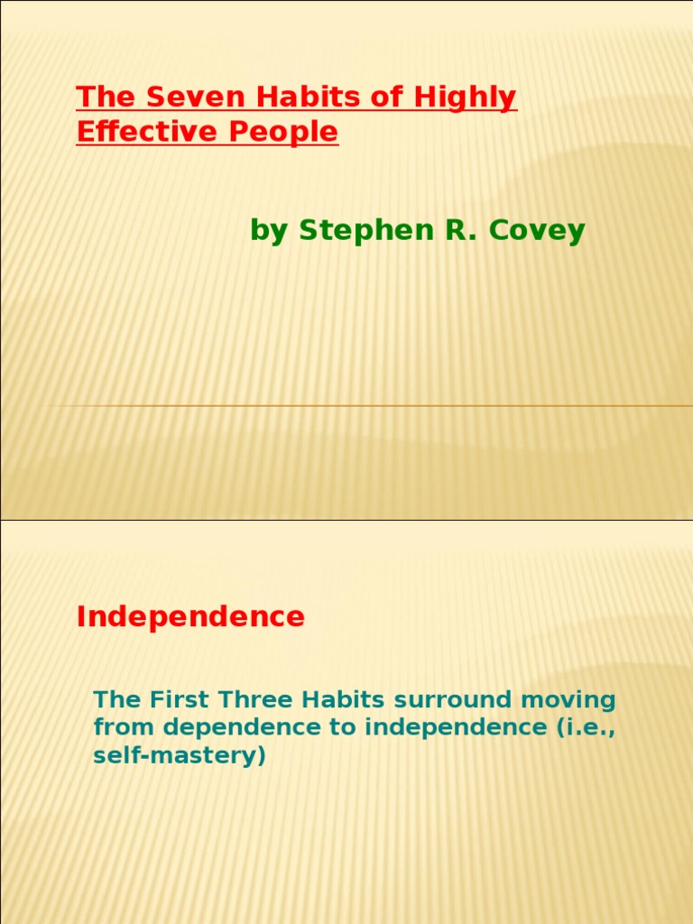 The Seven Habits of Highly Effective People: by Stephen R. Covey | PDF ...